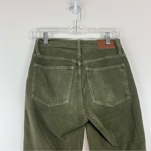 Madewell Cali Demi-Boot Corduroy Cropped Pants Green 24 Raw Hem Button Fly - Picture 5 of 14